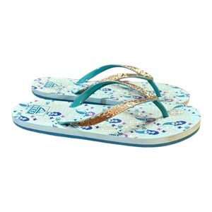 Reef Little Stargazer Print Flip Flops Girls Size 4/5